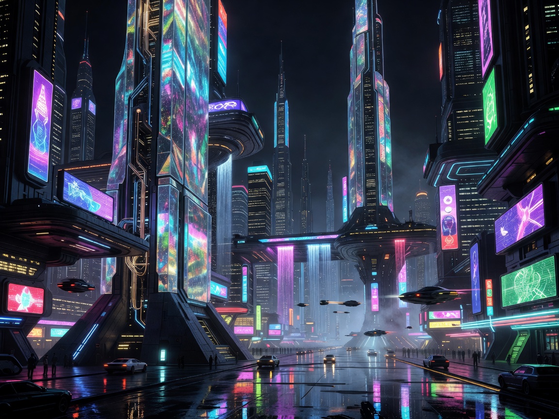 Futuristic neon city representing Sci-Fi Classics